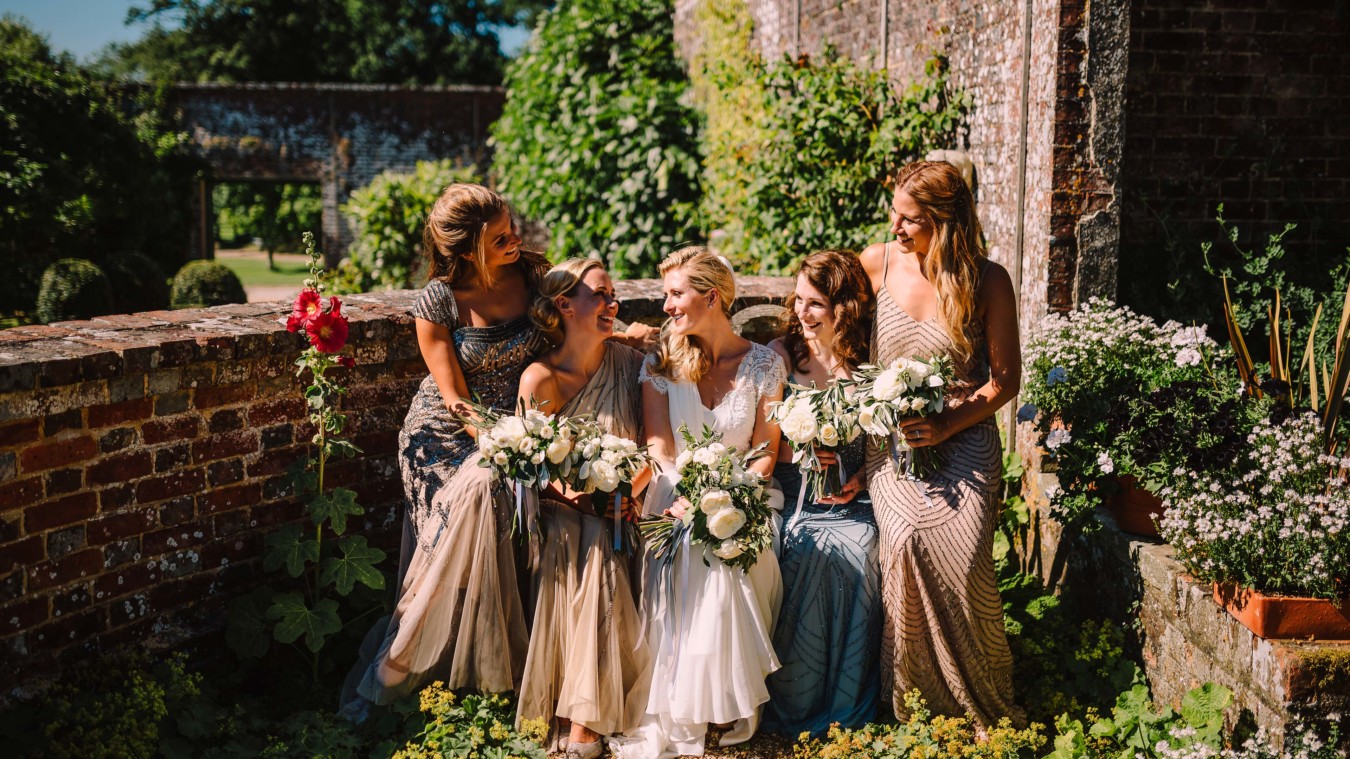 Bignor Park Weddings bridesmaids in garden