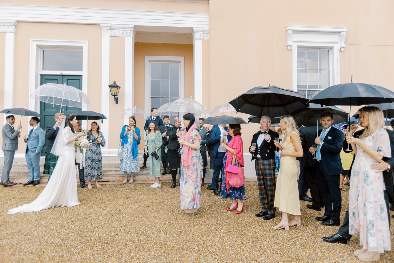 Rain on your Wedding Day at Bignor Park, West Sussex